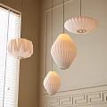 Modern Fabric Pendant Lights With Four Different Shapes For Soft Interior Lighting 3d model