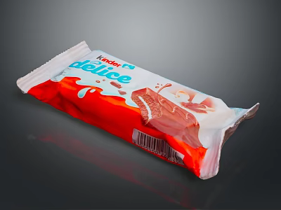 Delice Ice Cream Red White Packaging With Chocolate Flavor Frozen Dessert Bar 3d model