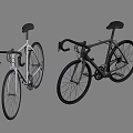 Two Modern Bicycles With Curved Handlebars White And Dark Frames