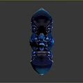 Blue Crystal Encrusted Fantasy Sword With Elaborate Design And Shiny Surface