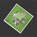 Scenic Traditional Multi Level Tower with Green Roof and Stairs on Lush Green Lawn
