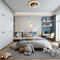 Modern Kids Bedroom Interior With Plush Toy And Car Decor