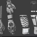 Futuristic Mechanical Wearable Devices Tech Inspired Gloves And Arm Sleeves With Digital Screens