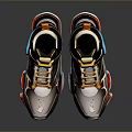 Modern Transparent High Top Sneakers Design With Gray Base Yellow Blue And Red Accents