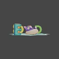 Playful Colorful Alphabet Letters With Purple Cat Toy On Checkerboard Floor
