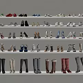 Various Styles of Shoes Including High Heels Boots and Sneakers Neatly Arranged on Shelves