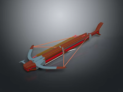 Unique Red Brown Crossbow Weapon Design With Metal Frame And Composite Body Structure 3d model