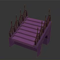 Purple Architectural Staircase With Spiked Railings And Unique Step Design
