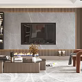 Modern Living And Dining Room Interior With Sofa Coffee Table And Dining Table 3d model