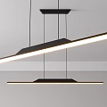 Modern Linear Pendant Lights With Black Frame Double Layer LED Lighting For Minimalist Ceiling Design 3d model