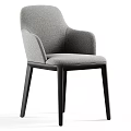 Comfortable Modern Leisure Chair In Gray Fabric With Black Wooden Legs And Armrest