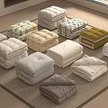 Cozy Bedding Collection With Various Colors And Floral Striped Patterns Neatly Folded On Rug
