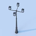 Classic Outdoor Light With Four Arm Design And Black Pole For Garden Illumination