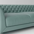 Elegant Modern Light Green Leather Multi Seater Sofa With Diamond Tufted Design 3d model