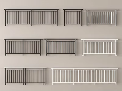 Various Design Railings In Black And White Metal For Home Decoration 3d model