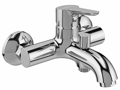 Modern Polished Chrome Bathroom Faucet With Single Handle Wall Mount Design 3d model