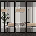 Modern partition glass screen partition 3d model
