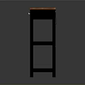 Modern Orange Top Console Table With Black Frame And Open Shelves