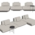 Modern Light Beige Modular Sectional Sofa With Comfortable Upholstered Seats And Side Table 3d model