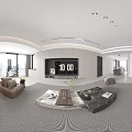 Modern Minimalist Open Concept Living And Dining Room With Elegant Neutral Tone Residential Interior Design