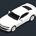 White Chevrolet Camaro Two Door Sports Car With Sleek Design On Black Background