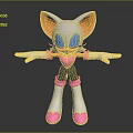 White Cartoon Game Character With Orange Ears Blue Eyes And Pink Heart Accents
