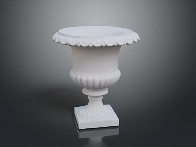 Classical White Vase With Ornate Scalloped Rim And Decorative Base 3d model