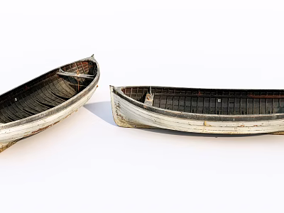 Old Weathered Wooden Boats Isolated on White Background with Rustic Design 3d model