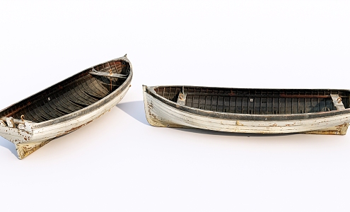 Old wooden boat Modern boat 3d model