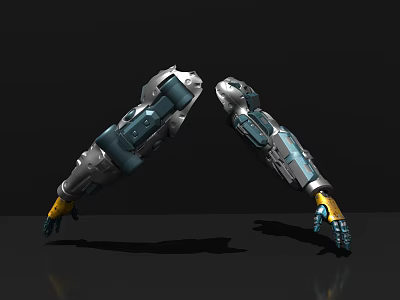 Smart Machine Mechanical Arm Featuring Advanced Metallic Design And Yellow Accents 3d model