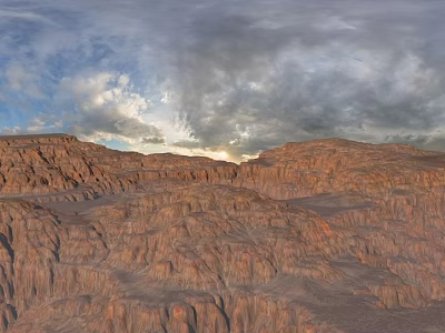 Dramatic Arid Mountain Landscape With Rugged Terrain And Cloudy Sky View 3d model