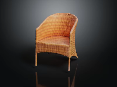 Modern Wicker Outdoor Chair With Armrest And Natural Color Design 3d model