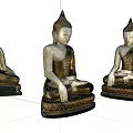 Traditional Buddha Sculptures in Sitting Posture with Intricate Details and Three Angles