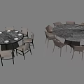 Stylish Round Dining Table Set With Marble Top And Modern Chairs For Home 3d model