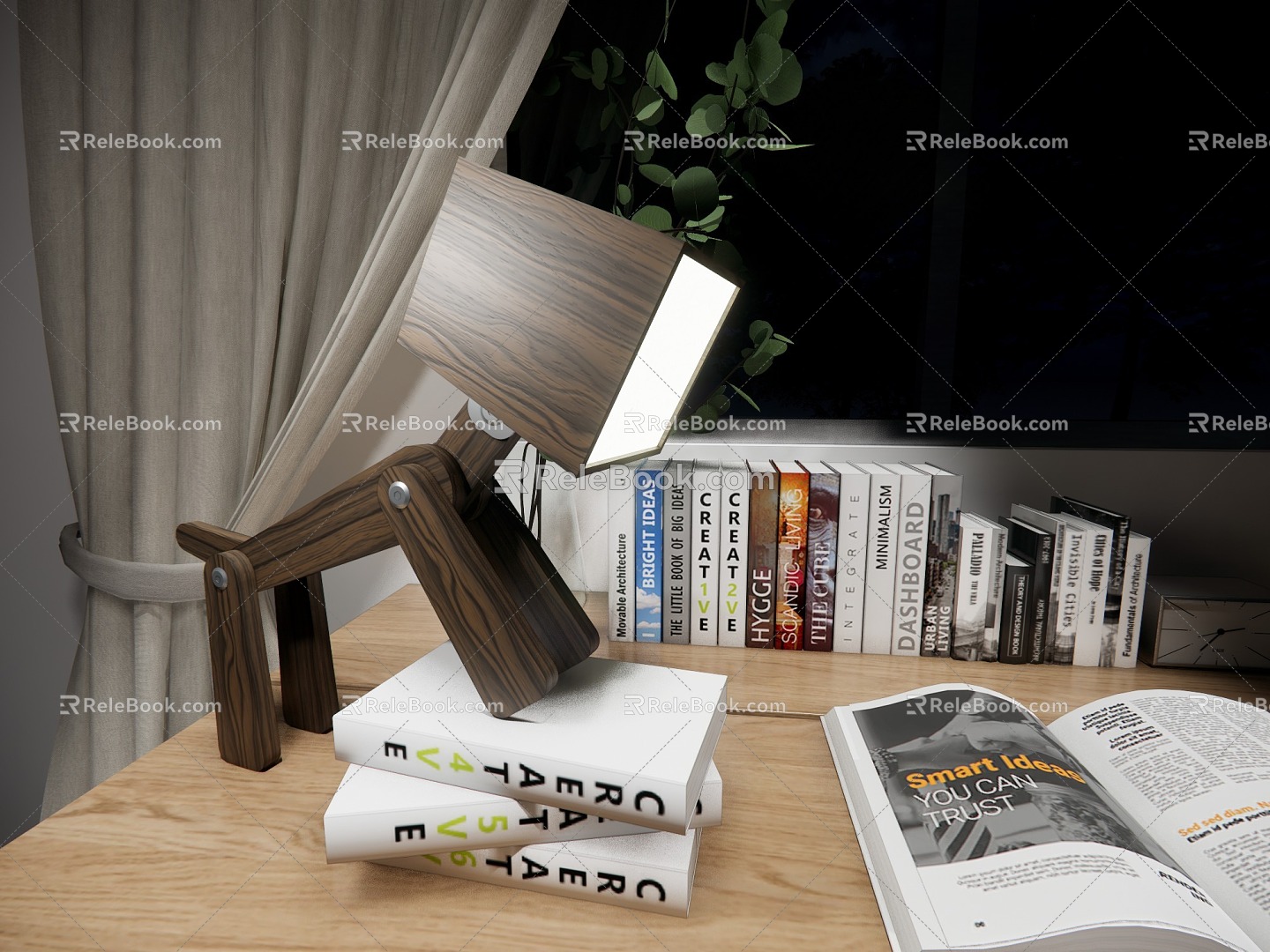 Dog wooden table lamp animal table lamp 3d model