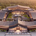 Traditional Curved Roof Detached Villa With Central Courtyard And Lush Greenery Surroundings