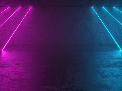 Decorative Neon Strip Lights Pink And Blue Dark Wall Floor Projecting Geometric Light Lines 3d model