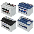 Four Car Batteries Collection Featuring BOSCH And VARTA Automotive Battery Units