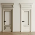 Classic White Hinged Doors With Decorative Frames Panel Design And Wooden Floor Interior 3d model