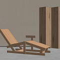Wooden Lounge Chair In Modern Minimalist Interior With Tall Wood Pillars