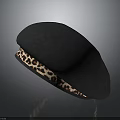 Stylish Black Beret With Leopard Print Brim Modern Fashion Accessory