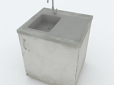 Concrete Bathroom Sink Cabinet With Single Basin And Faucet Simple Design 3d model