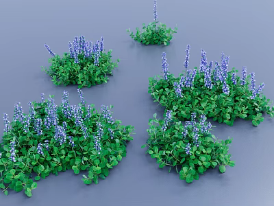 Lush Green Foliage With Vibrant Purple Flower Clusters In Garden 3d model
