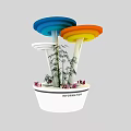 Colorful Multi layered Custom Made Display Shelves with Round Tops and Bamboo Decor