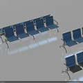 Public Seats With Blue Black Upholstery And Metal Frame For Waiting Area