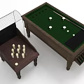 Billiard Table With Green Felt Surface Cue Stick And Side Game Table White Balls Net