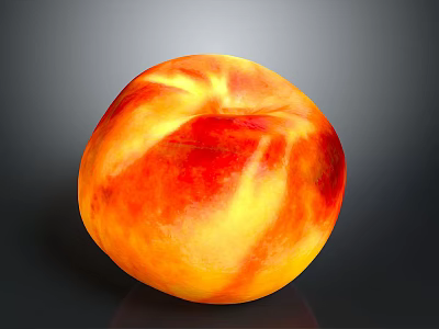 Fresh Ripe Peach With Orange Red And Yellow Skin Juicy And Delicious On Black Background 3d model