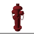 Red Fire Hydrant Essential Fire Safety Equipment With Metal Chain Details 3d model