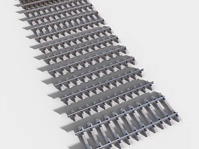 Road Facilities with Neatly Arranged Metal Grilles for Road Drainage System 3d model