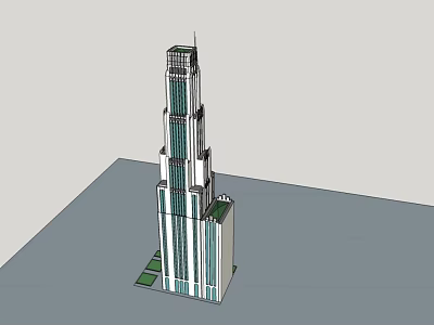 Modern Glass Facade Tower With Multiple Floors And Green Base Area 3d model
